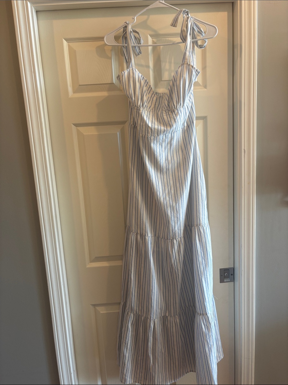 Brand NEW never worn boutique blue and White Striped Tie-Shoulder Maxi Dress